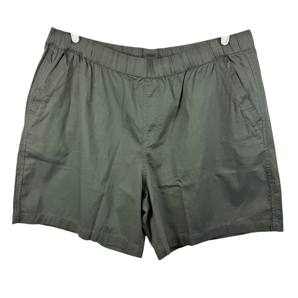 Men's Pact Green Organic‎ Cotton Drawstring Elastic Waist Twill Casual Short XXL